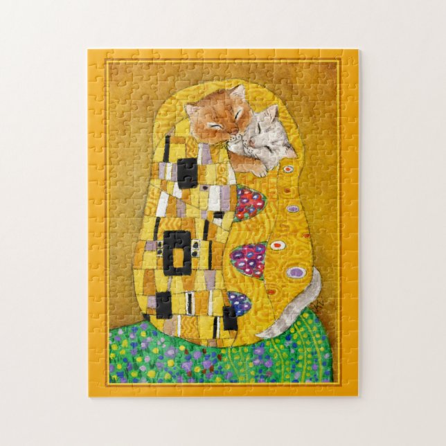 Klimt Kiss Gold Cat spoof jigsaw puzzle (Vertical)