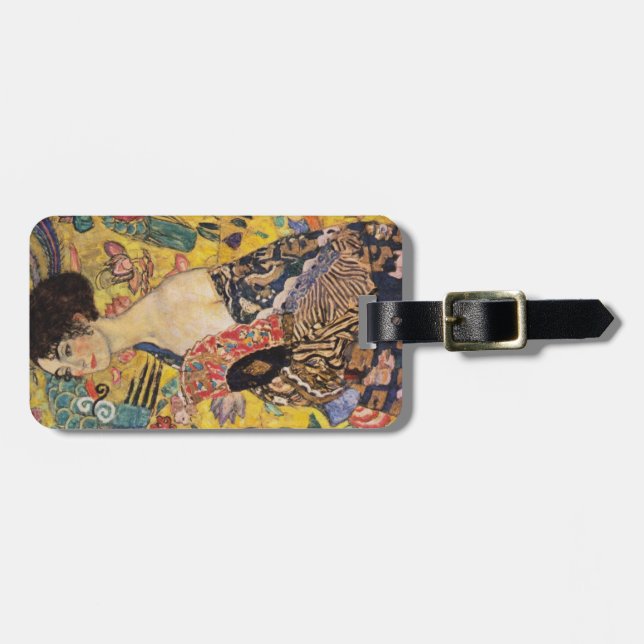 Klimt Lady with Fan Fine Art Luggage Tag (Front Horizontal)