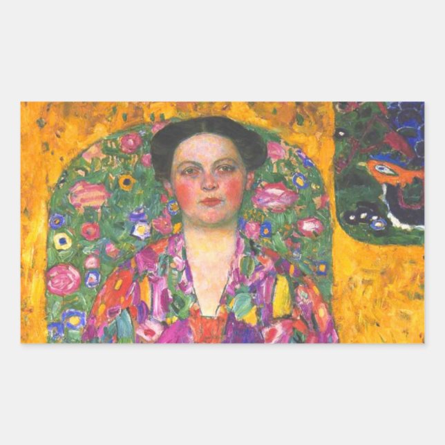 Klimt Portrait of Eugenia Primavesi Rectangular Sticker (Front)