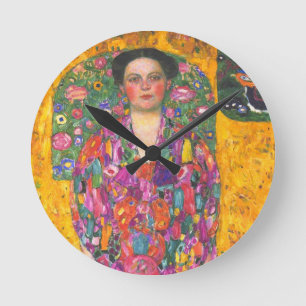 Klimt Portrait of Eugenia Primavesi Round Clock