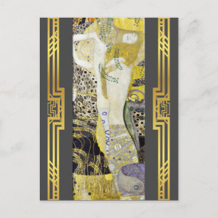 Klimt Restored Water Serpents Art Nouveau Painting Postcard