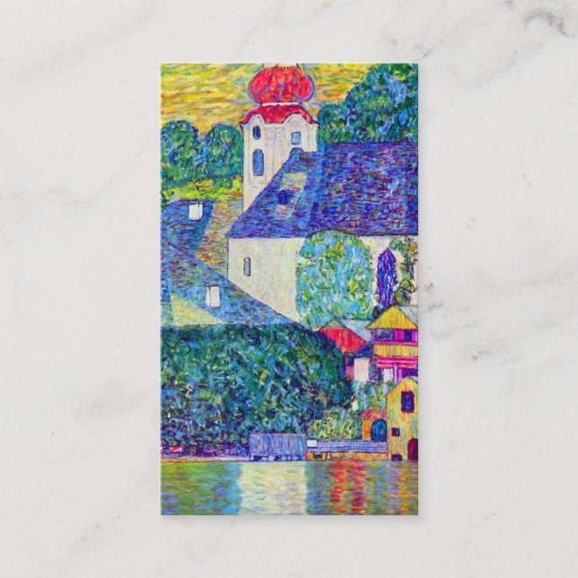 Klimt St Wolfgang church in Unterach on Lake Atter Business Card (Front)