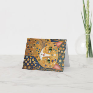Klimt style cat blank thank you card