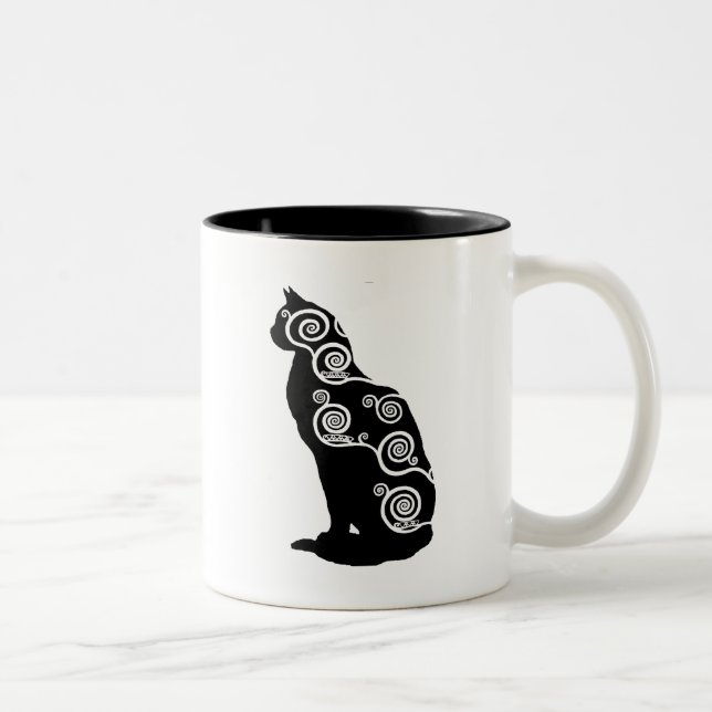 Klimt style cat Two-Tone coffee mug (Right)
