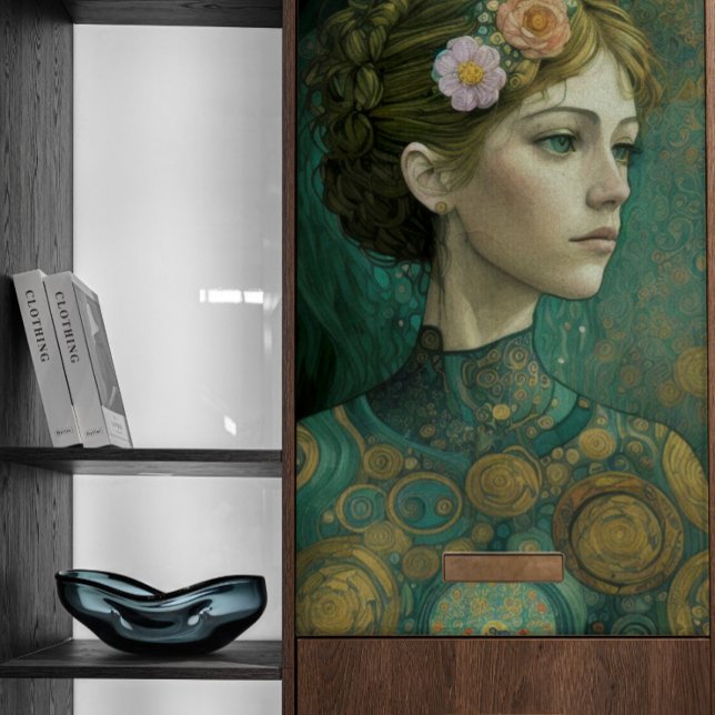 Klimt-Style Girl with Flowers in Hair Decoupage Tissue Paper (Creator Uploaded)