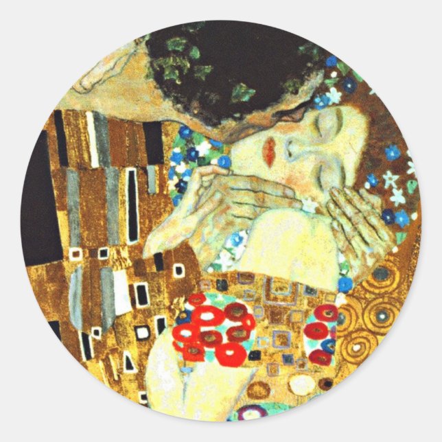 Klimt - The Kiss Classic Round Sticker (Front)