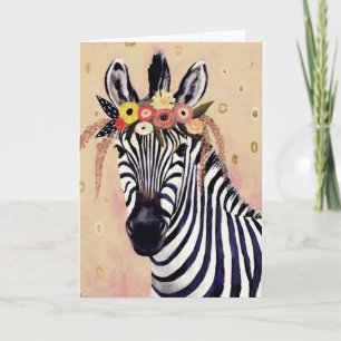 Klimt Zebra   Adorned In Flowers Card