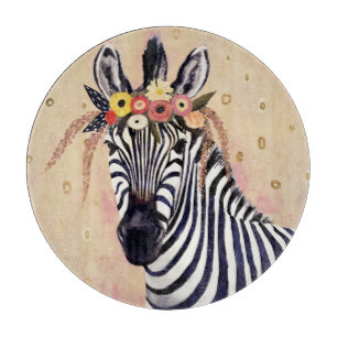 Klimt Zebra   Adorned In Flowers Cutting Board