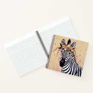 Klimt Zebra   Adorned In Flowers Notebook