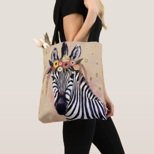 Klimt Zebra Adorned In Flowers Tote Bag