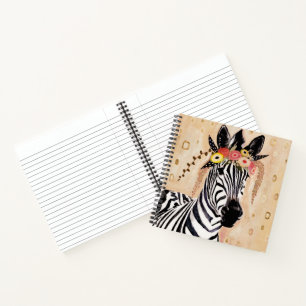Klimt Zebra   Crown Of Flowers Notebook