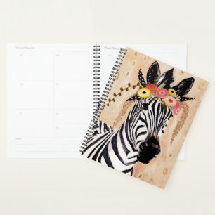 Klimt Zebra Crown Of Flowers Planner