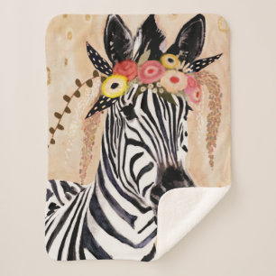 Klimt Zebra   Crown Of Flowers Sherpa Blanket