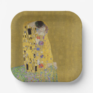 Klimt's The Kiss - Romantic Art Nouveau Paper Plate