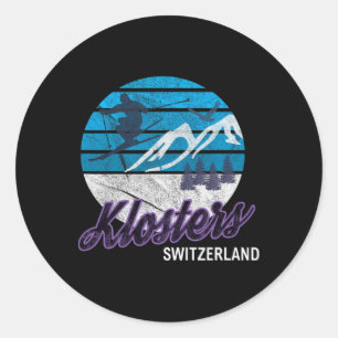 Klosters Swiss Alps Switzerland Ski Resort Snowboa Classic Round Sticker