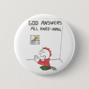 knee-mail = Funny church sayings 6 Cm Round Badge