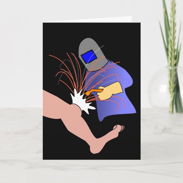 Knee Surgery Get Well Humourous Card Welder Cartoo (Front)