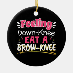 Knee Surgery Positivity Pun - Cute Brownie Ceramic Tree Decoration