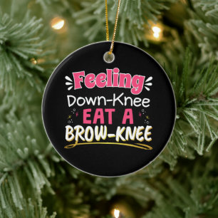 Knee Surgery Positivity Pun - Cute Brownie Ceramic Tree Decoration