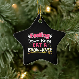 Knee Surgery Positivity Pun - Cute Brownie Ceramic Tree Decoration
