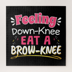 Knee Surgery Positivity Pun - Cute Brownie Jigsaw Puzzle