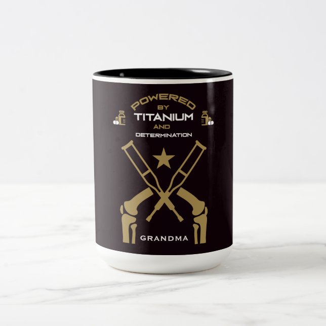 Knee Surgery Recovery Get Well Two-Tone Coffee Mug (Center)