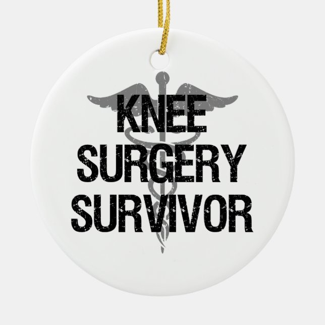 Knee Surgery Survivor Ceramic Tree Decoration (Front)