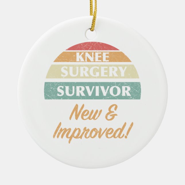 Knee Surgery Survivor Humour Ceramic Tree Decoration (Front)