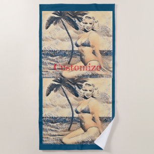 Kneeling Blonde Bikini Model Thunder_Cove Beach Towel