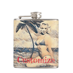 Kneeling Blonde Bikini Model Thunder_Cove Hip Flask