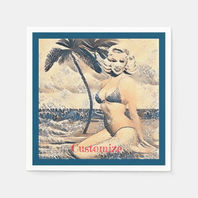 Kneeling Blonde Bikini Model Thunder_Cove Napkin (Front)