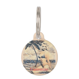 Kneeling Blonde Bikini Model Thunder_Cove Pet Tag