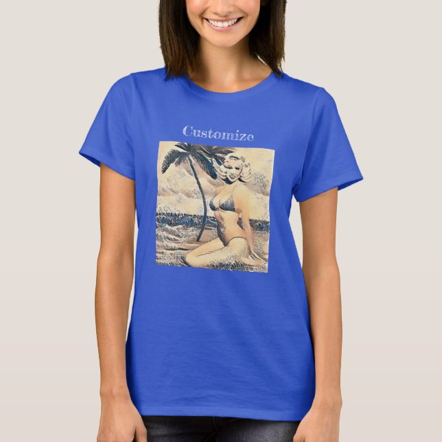 Kneeling Blonde Bikini Model Thunder_Cove T-Shirt (Front)