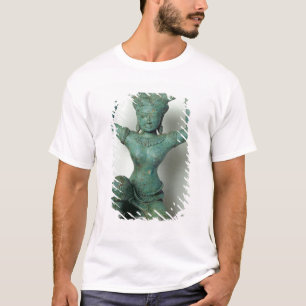 Kneeling feminine figure used to support a T-Shirt