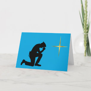 Kneeling Policeman Silhouette Christmas Card