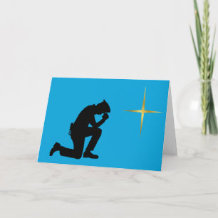 Kneeling Policeman Silhouette Christmas Card