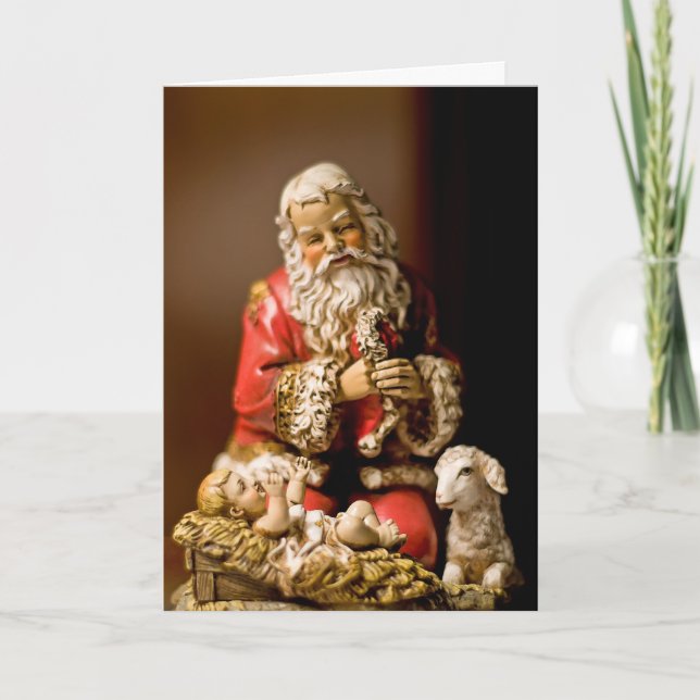Kneeling Santa Holiday Card (Front)