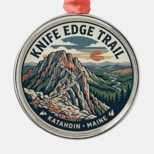Knife Edge Trail, Katahdin Maine Metal Tree Decoration