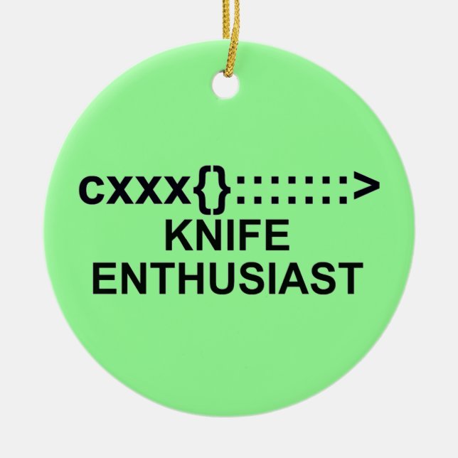 Knife Enthusiast Sign Ceramic Tree Decoration (Front)
