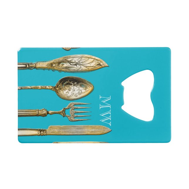 Knife fork spoon gold turquoise (Front (Horizontal))