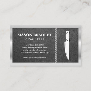 Knife Leather Stitched Metallic Border Business Card