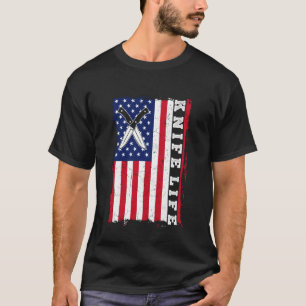 Knife Life US Flag Knife Collector Knives Collecti T-Shirt