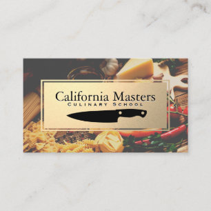 Knife Logo Gold Metallic Food on Table Business Card