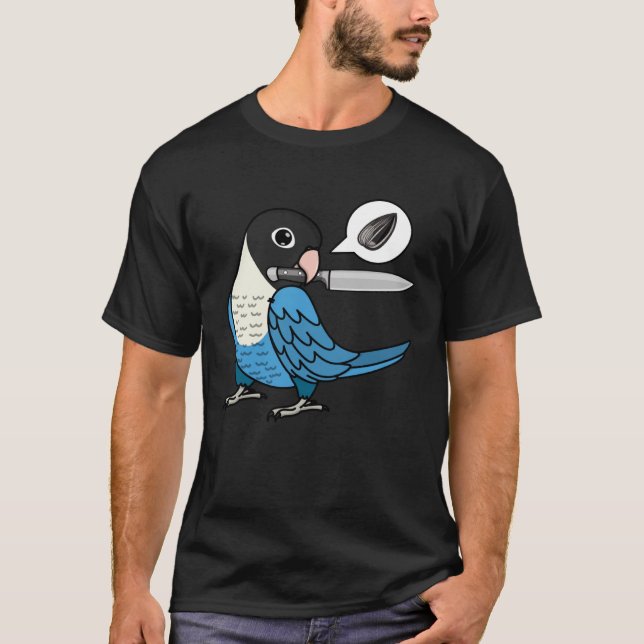 Knife Parrot Wants Seeds I Blue masked Lovebird T-Shirt (Front)