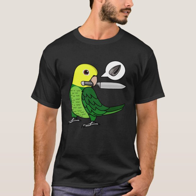 Knife Parrot Wants Seeds I Double Yellow headed Am T-Shirt (Front)