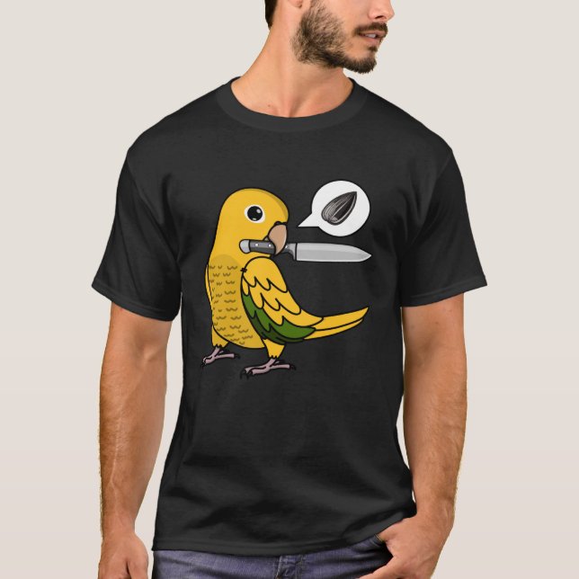 Knife Parrot Wants Seeds I Golden Conure T-Shirt (Front)