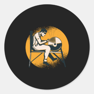 Knife sharpening classic round sticker