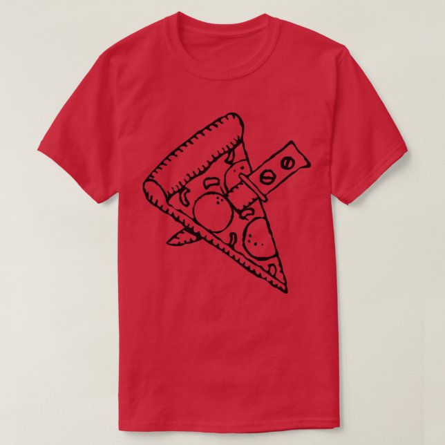 Knife Through A Piece Of Pizza  T-Shirt (Design Front)