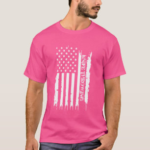 Knife Throwing United States Distressed w US Flag T-Shirt