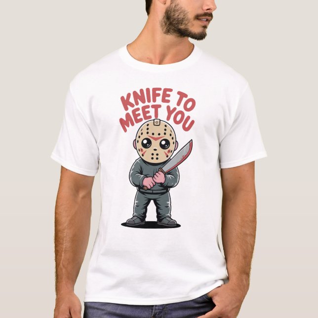Knife to Meet You - Cute Jason Voorhees Chibi T-Shirt (Front)